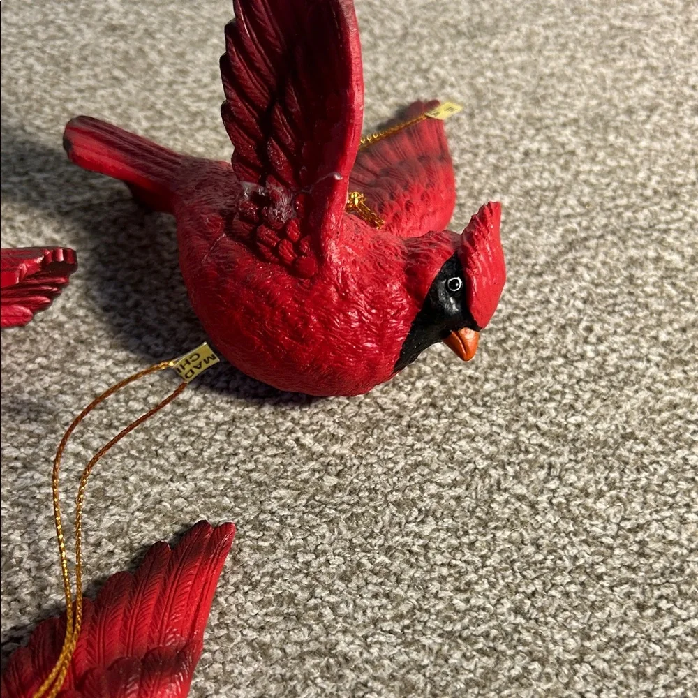 Red Cardinal Bird Ornament (Set of 3)